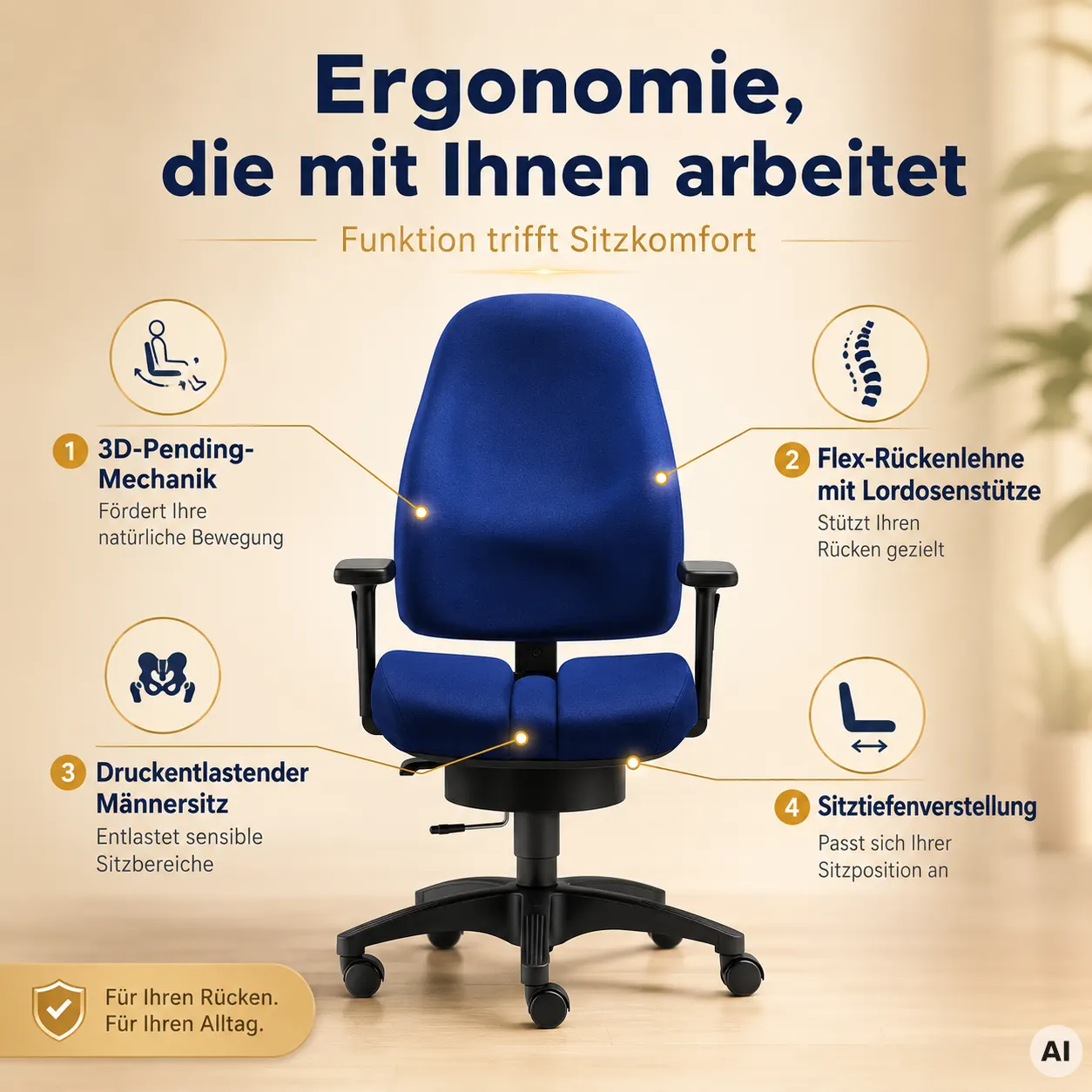 Druckentlastender Bürostuhl Mann