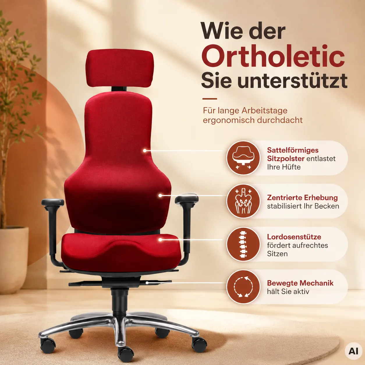 Ortholetic - Bürostuhl für eine fitte Hüfte