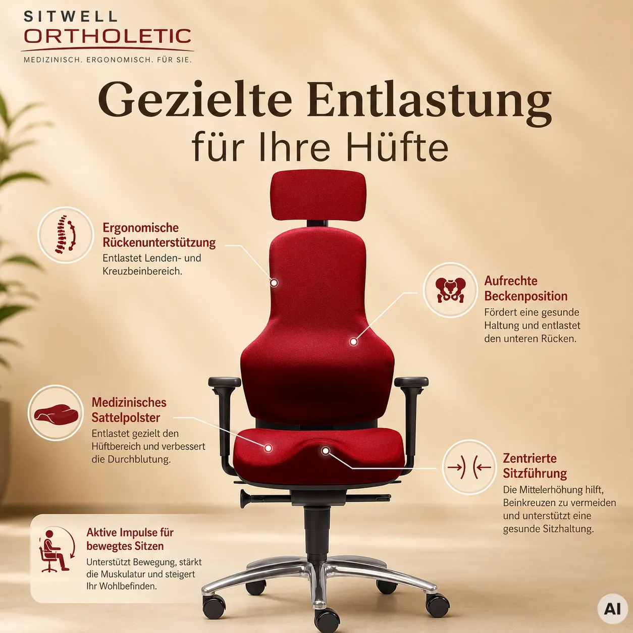 Ortholetic - Bürostuhl für eine fitte Hüfte