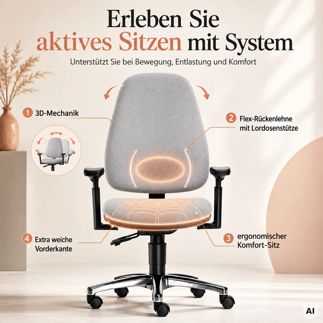 3D-DORSO FLEX - Bürostuhl mit dorsokinetischer Lehne